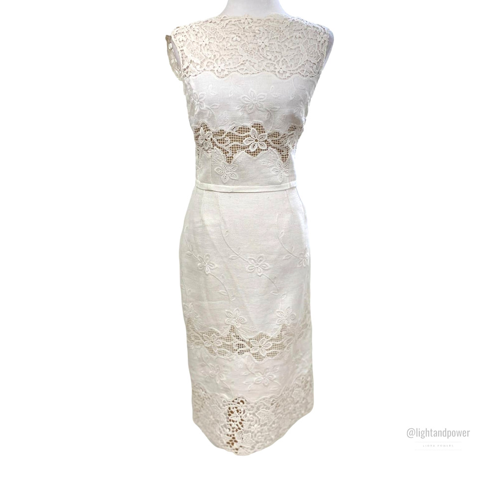 Dolce & Gabbana White Linen Lace Sheath Dress EUC - Picture 3 of 14